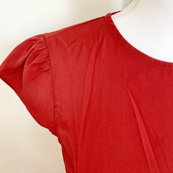 🌶️ NWT - Solid Ruched Side Split Midi Dress - Hot Red 🌶️ - Picture 10 of 13